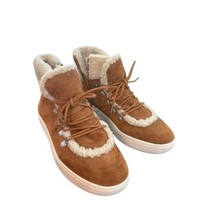 Steve Madden Deborah suede boot with faux shearling trim.